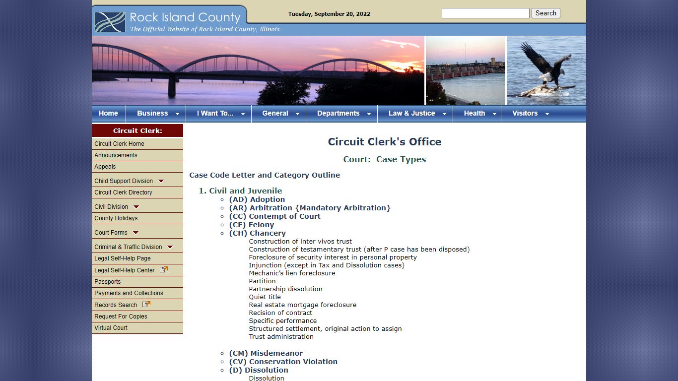 Rock Island County Circuit Clerk - Court Case Types